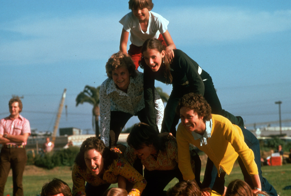 Players Building a Human Pyramid